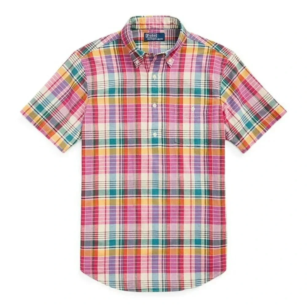Polo Ralph Lauren Men's Classic Fit Madras Poplin Popover Shirt Size L MSRP $148